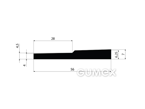 Gumový profil tvarový, 7x56mm, 70°ShA, EPDM, -40°C/+100°C, čierny